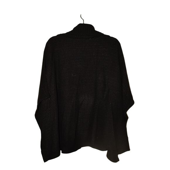 APT. 9 NEW $68 Black Sequin Ribbed Knit Cowl Neck Poncho Sweater OS One Size - Picture 2 of 3